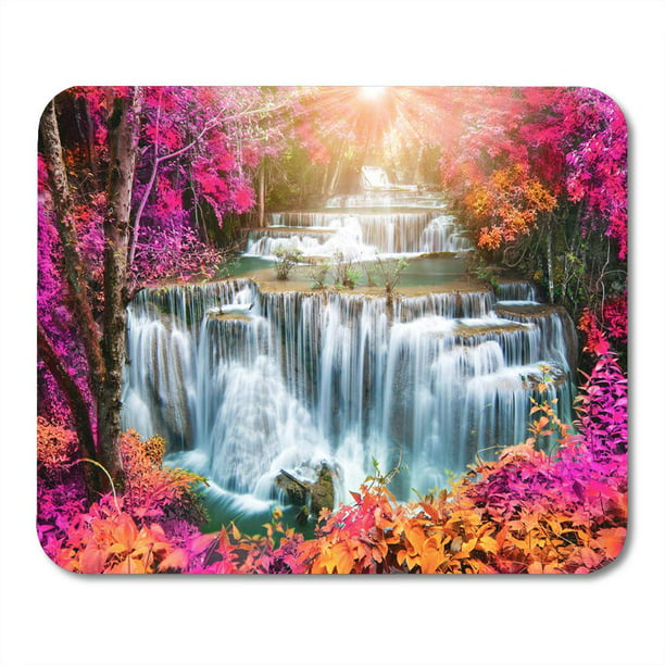 Adowyee Gaming Mouse Pad The Landscape Huay Mae Kamin Waterfall Beautiful in Autumn 9.5x7.9 Nonslip Rubber Backing Mousepad for Notebooks Computers Mouse Mats 